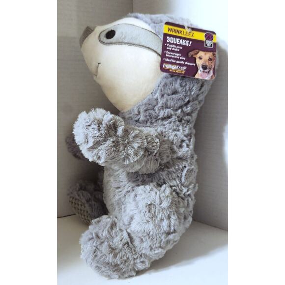 Wrinkleez Squeaks Dog Toy Gray 15" Tall Interactive Play Cuddle Toss Multipet - Picture 2 of 5